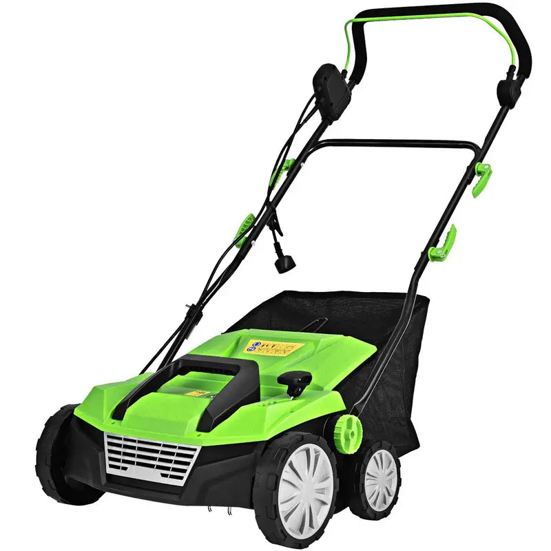 2-in-1 Corded Lawn Dethatcher with Four Adjustable Cutting Depths for Effective Thatch Removal