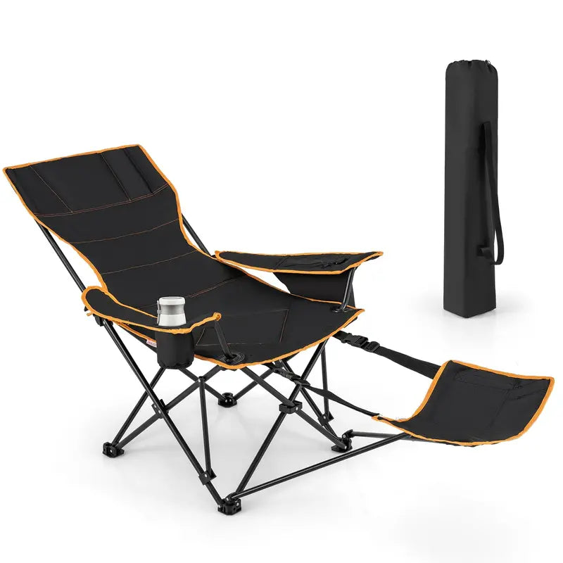 2-in-1 Reclining Camping Chair ¨C Detachable Footrest, 5-Position Back Support &amp; Built-In Cup Holder
