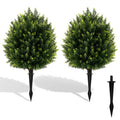 2-Pack Faux Cedar Shrubs with Ground Spikes ¨C Outdoor-Ready Artificial Plants