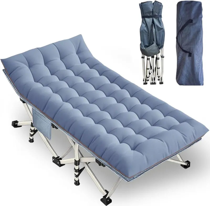 2-Pack Heavy-Duty Folding Camping Cots with Built-in Mattresses for Adults