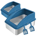 2-Pack Stainless Steel High-Wall Cat Litter Box Set with Scoop