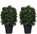 2-Pack UV-Resistant Artificial Boxwood Topiary Balls in Weighted Cement Pots