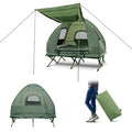 2-Person Portable Camping Tent Cot Combo with Inflatable Mattress and Sleeping Bag