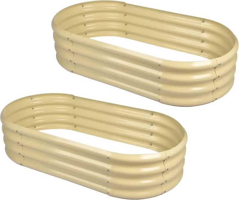 2-Piece Galvanized Raised Garden Bed Kit ¨C 10′ ¡Á 4′ ¡Á 1′ Oval Metal Planter for Vegetables &amp; Herbs