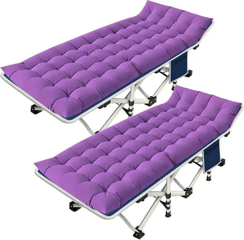 2-Piece Heavy-Duty Camping Cot Set ¨C Foldable Beds with Integrated Mattresses