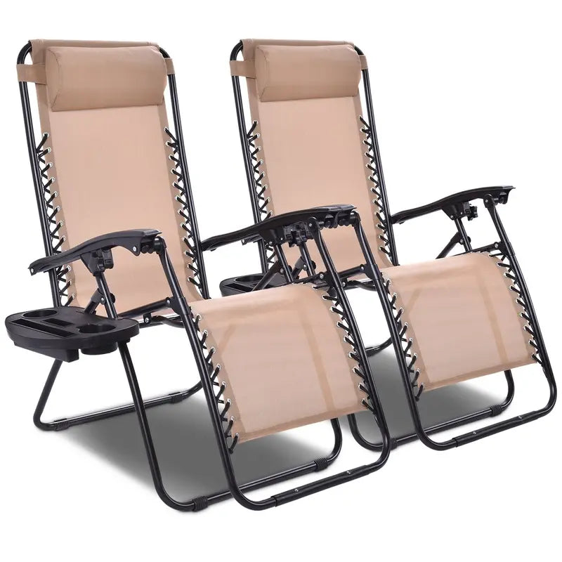 2-Piece Zero Gravity Patio Chairs ¨C Folding Outdoor Recliners with Adjustable Positions