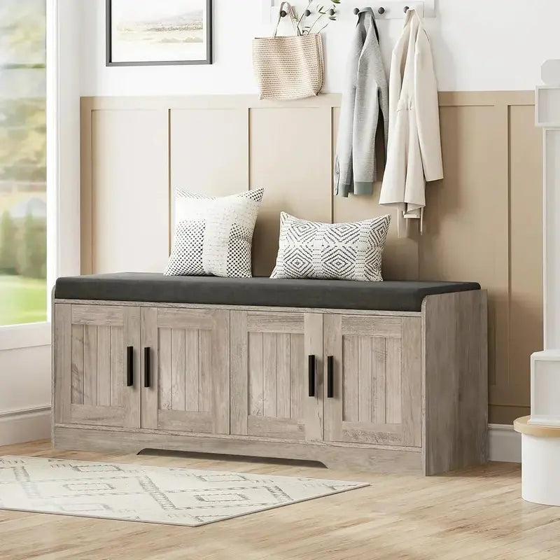 2-Tier Entryway Bench ¨C Padded Shoe Storage Seat with Reinforced Cushioning