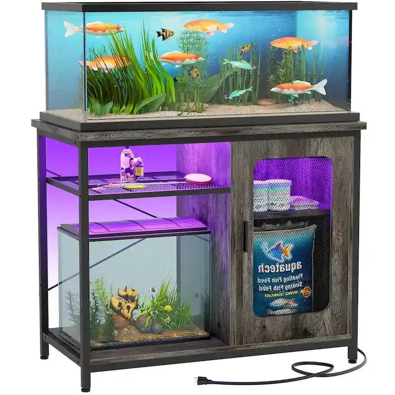 20¨C29 Gallon Aquarium Stand with Built-In Power Outlets and Integrated LED Lighting