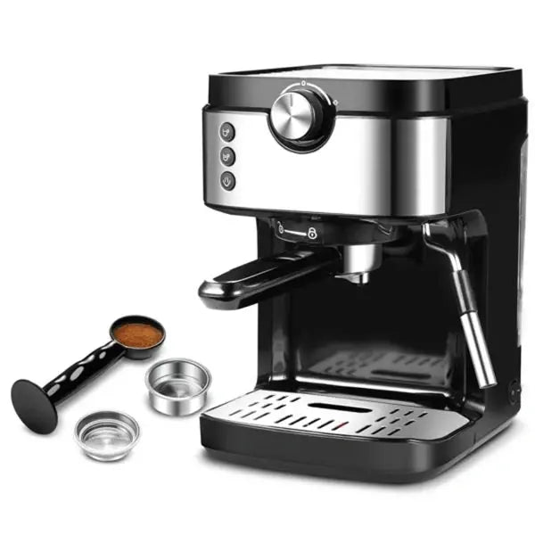 20-Bar Italian Espresso Machine with Milk Frother ¨C Auto-Coffee Volume Control, 900mL Tank, Black Stainless Steel Design