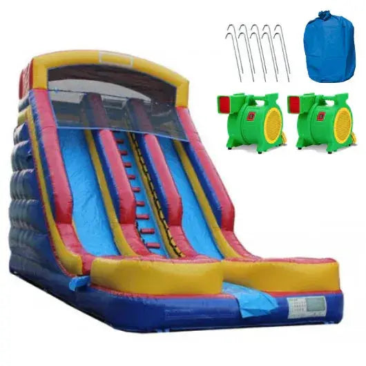 20-Foot Dual-Lane Inflatable Wet/Dry Water Slide with Integrated Pool