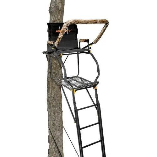 20-Foot Single-Person Tree Stand ¨C Lightweight Aluminum Deer Hunting Ladder Stand with Safety Platform