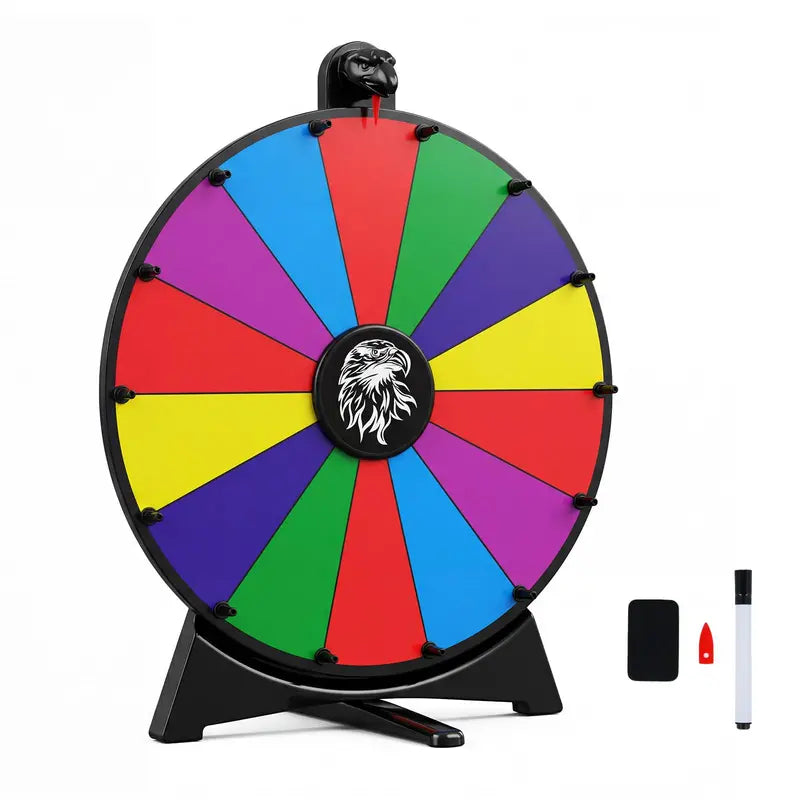 20-Inch 14-Slot Spin Wheel with Chalkboard Marker and Durable Construction