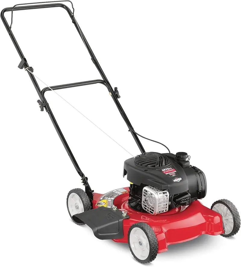 20-Inch Steel-Deck Gas Push Mower ¨C Side-Discharge Lawn Tractor Alternative, Pre-Oiled Engine, Red &amp; Black Finish