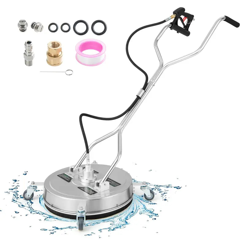 20-Inch Surface Cleaner Attachment for Pressure Washers ¨C Dual-Handle Design with Stainless Housing &amp; 4 Wheels