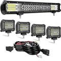 20-Inch Triple-Row LED Light Bar Kit ¨C 288W Spot/Flood Combo + 4¡Á72W LED Pods, Waterproof Wiring Harness for Off-Road Vehicles &amp; Equipment