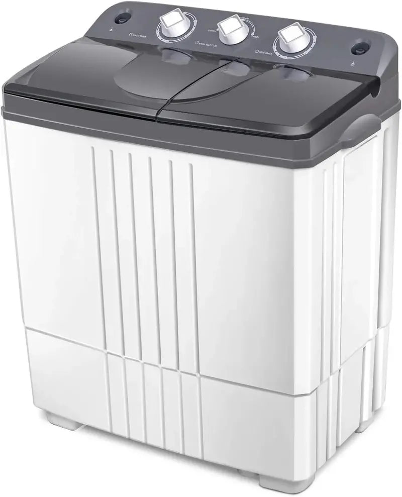 20-Lb Dual-Unit Portable Laundry System: Separate 12-Lb Washer and 8-Lb Spinner in Sleek Gray or White Finish for Compact Living Spaces