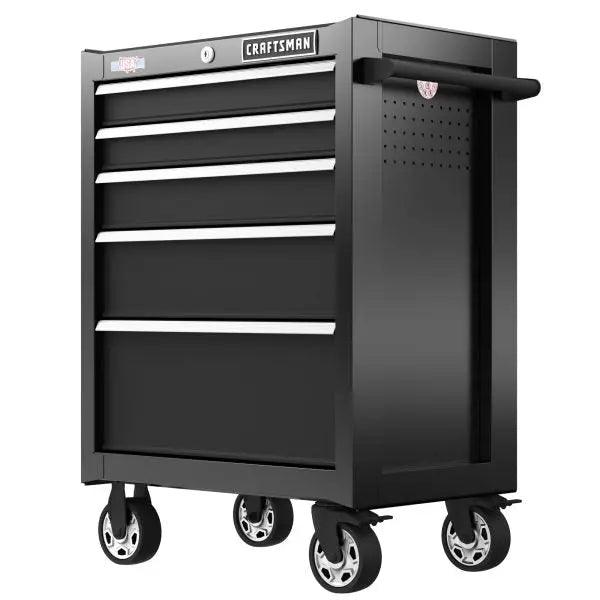 2000 Series Rolling Tool Cabinet ¡ª 26.5-in Wide ¡Á 37.5-in Tall, 5-Drawer Steel Storage Unit (Black)
