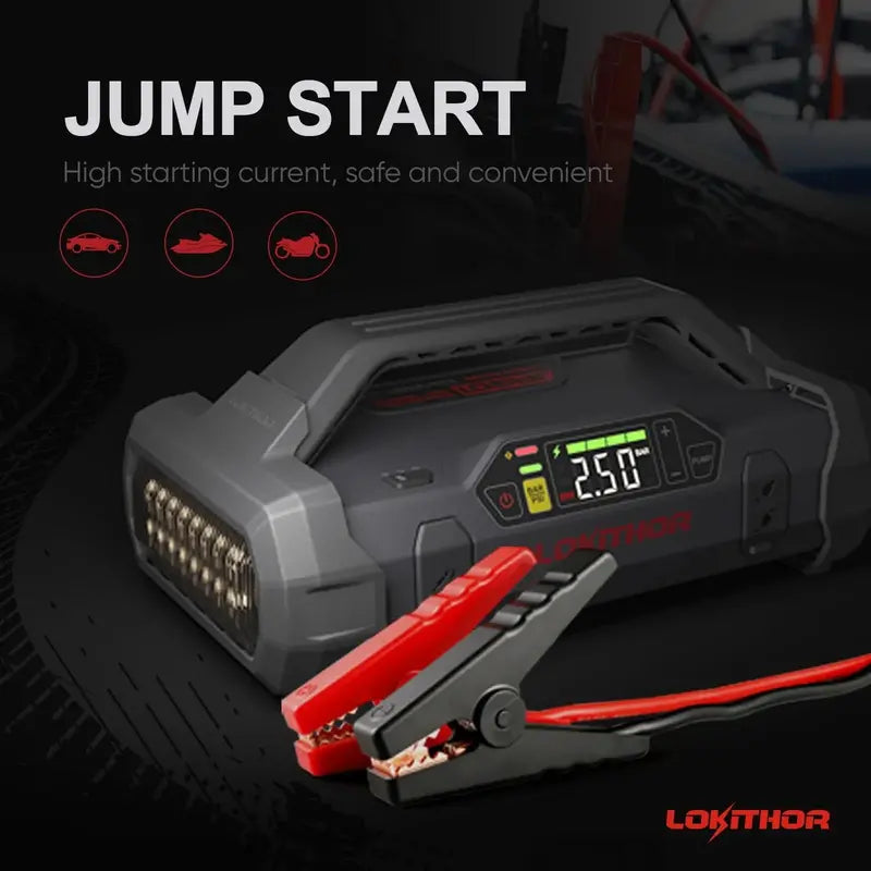 2000A Jump Starter Power Bank ¨C 20000mAh 12V Booster with 150 PSI Air Compressor &amp; Emergency Light
