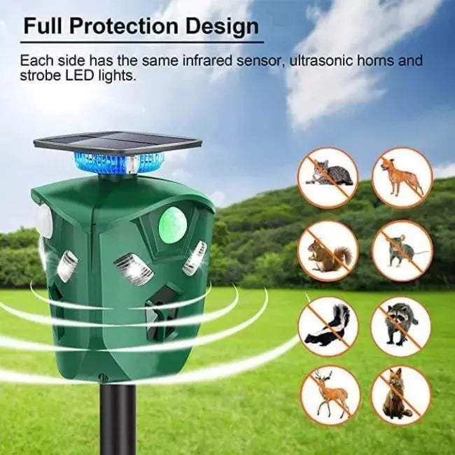 2021 Solar-Powered 360¡ã Animal Repeller ¨C Weatherproof Outdoor Pest Deterrent