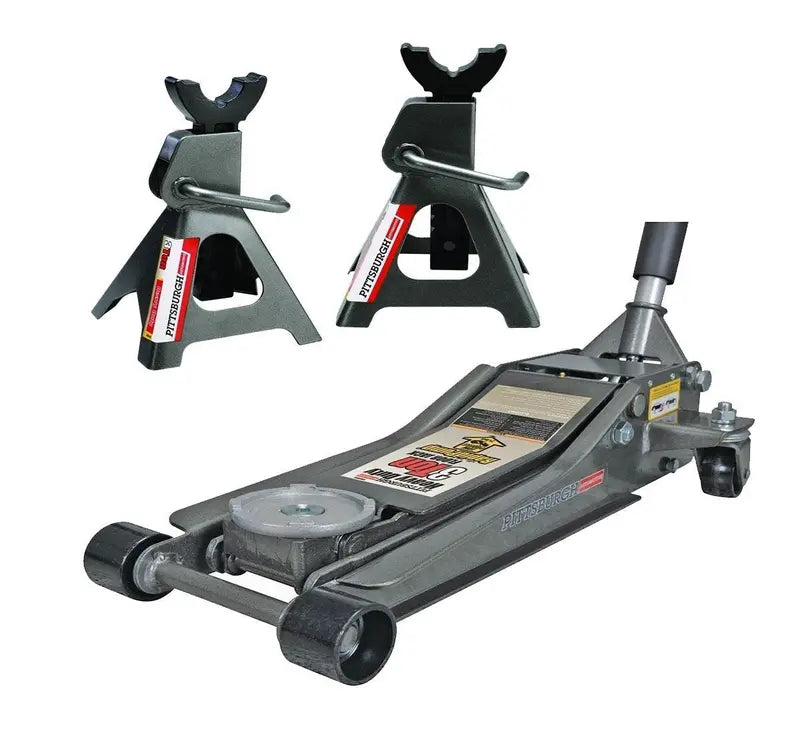 2025 Pittsburgh 3-Ton Low-Profile Floor Jack + Stands Set ¨C Rapid Pump Quick-Lift Technology
