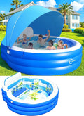 2025 Upgraded Family-Sized Inflatable Pool with Sunshade Canopy and Round Design