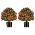 21.5-Inch Faux Rose Topiary Ball Tree ¡ª Realistic Silk Floral Accent for Any Space