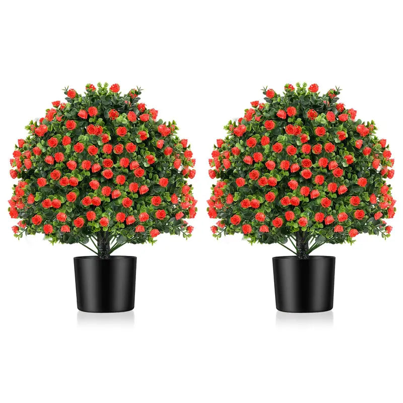 21.5-Inch Faux Rose Topiary Ball Tree ¡ª Realistic Silk Floral Accent for Any Space