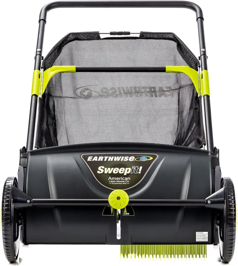 21-Inch Manual Push Lawn Sweeper ¨C Efficient Grass and Leaf Collector with Durable Black Frame