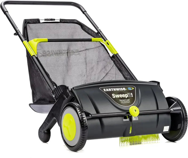 21-Inch Manual Push Lawn Sweeper for Leaves and Grass Clippings ¨C Black