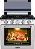 21-Inch RV Propane Stove ¨C Stainless Steel 3-Burner Cooktop with Oven, Compact for Mobile Living