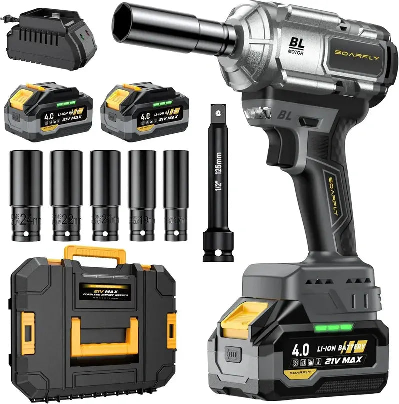 21V Brushless Cordless Impact Wrench ¨C 1200 Nm High-Torque 1/2-Inch Electric Impact Gun Kit