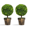 22-Inch Boxwood Ball Topiary ¨C Compact Tabletop Artificial Tree for Modern Interiors