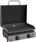 22-Inch Stainless Steel Tabletop Griddle ¨C Hooded, Black Finish with Front Control Plate
