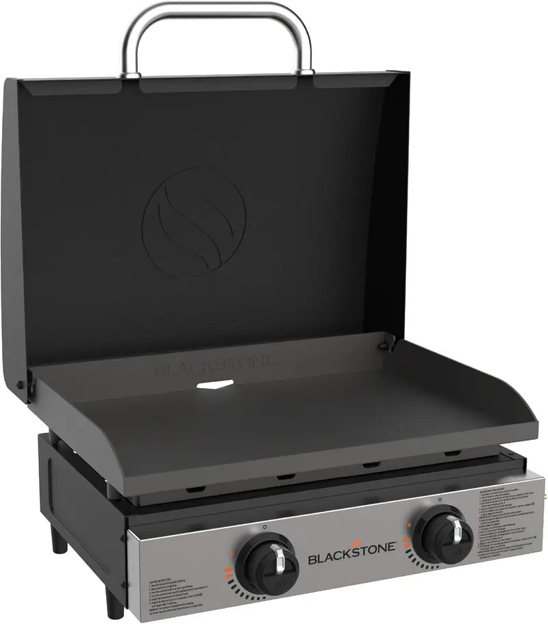 22-Inch Stainless Steel Tabletop Griddle ¨C Hooded, Black Finish with Front Control Plate
