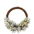 24 in Pre-Lit Snow-Flocked Christmas Wreath ¨C Battery-Powered Holiday Wreath with 35 Warm White LED Lights