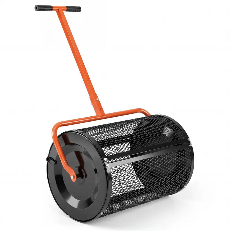 24-Inch Compost and Peat Moss Spreader with Rolling Drum Mechanism