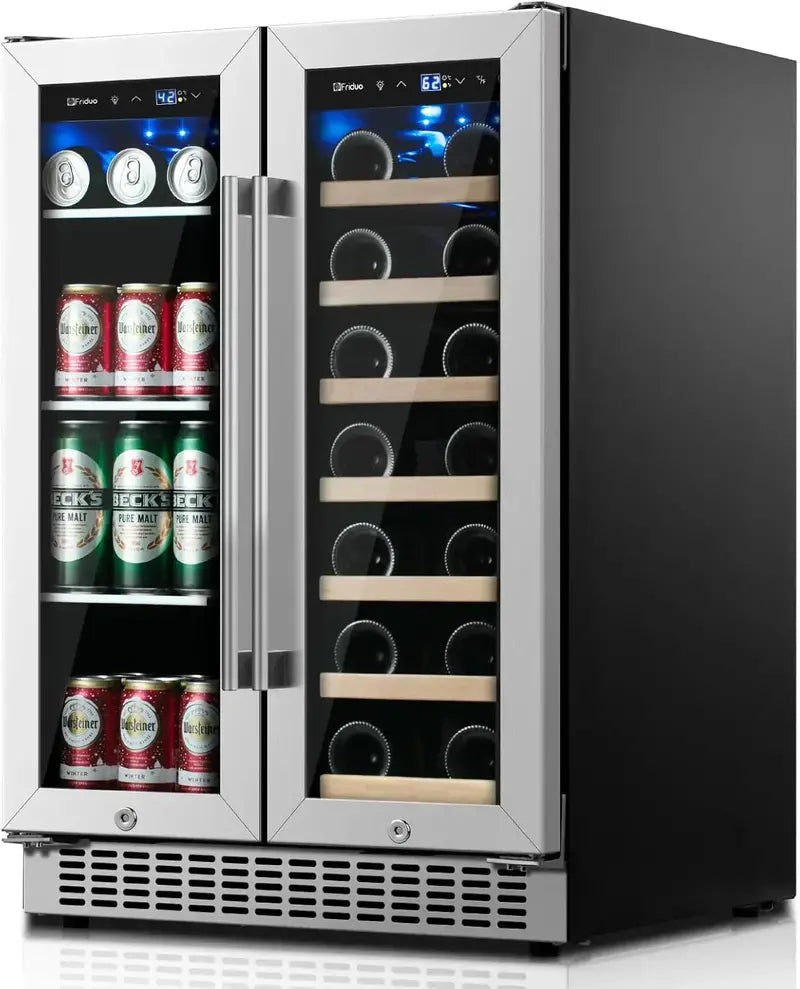 24-Inch Dual-Zone Beverage Refrigerator ¨C Freestanding or Built-In Wine &amp; Drink Cooler (30 Bottles / 82 Cans)