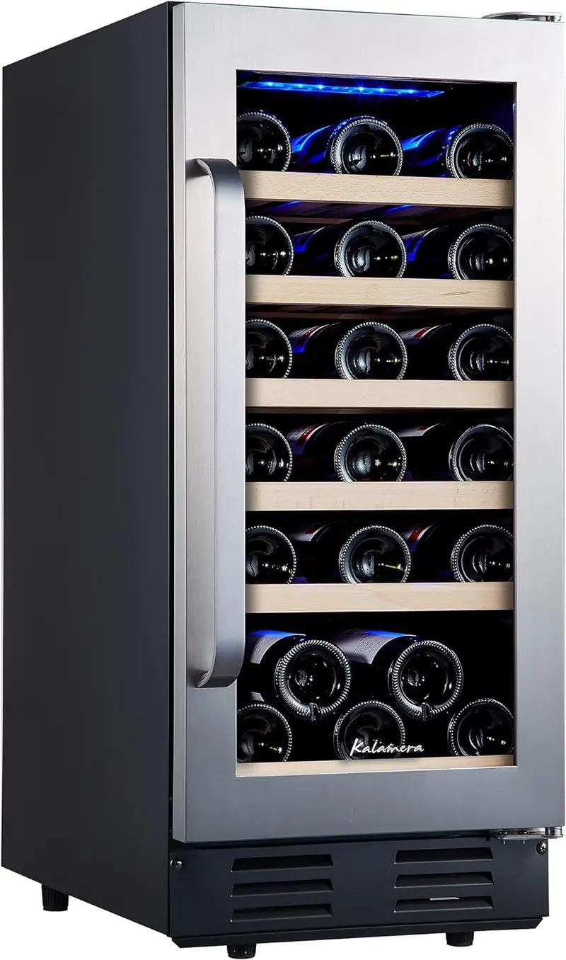 24-Inch Dual-Zone Wine Cooler ¨C 46-Bottle Stainless Steel Built-In or Freestanding Refrigerator with Reversible Glass Door
