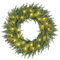 24-Inch Pre-Lit Christmas Wreath ¨C Wall or Window Decor with 108 Branch Tips &amp; 35 Warm White LEDs