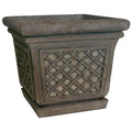 24-Inch Square Granite Stone Pot ¨C Lattice-Design Planter for Indoor or Outdoor Use