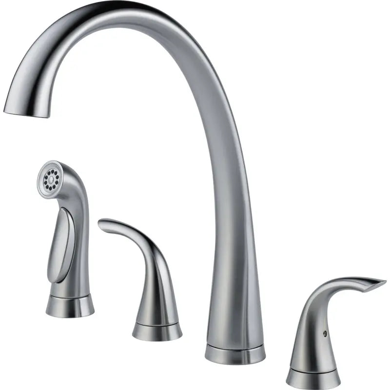 2480-AR-DST Pilar Two-Handle Widespread Kitchen Faucet with Pull-Down Spray ¨C Arctic Finish