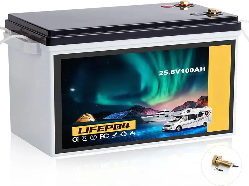 24V 100Ah Lithium Iron Phosphate (LiFePO4) Battery ¨C Built-in 100A BMS, 20,000+ Cycle Life for Marine, RV &amp; Solar