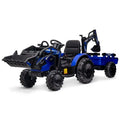 24V 3-in-1 Ride-On Tractor ¨C Excavator &amp; Bulldozer Functions, Remote Control, LED Lights, Bluetooth Audio (Blue)