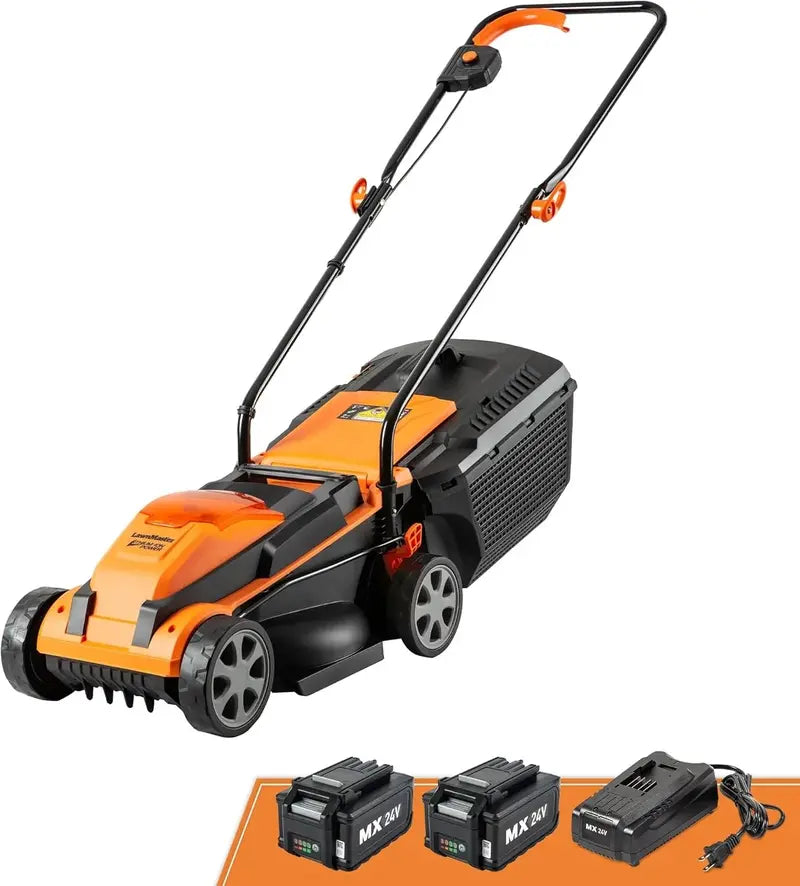 24V Cordless 13-Inch Lawn Mower Kit with Dual 4.0Ah Batteries &amp; Charger