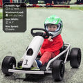 24V Kids¡¯ Go-Kart for Ages 8¨C12 ¨C Dual 300W Motors, 8 MPH Max Speed, LED Lights &amp; Horn (White)