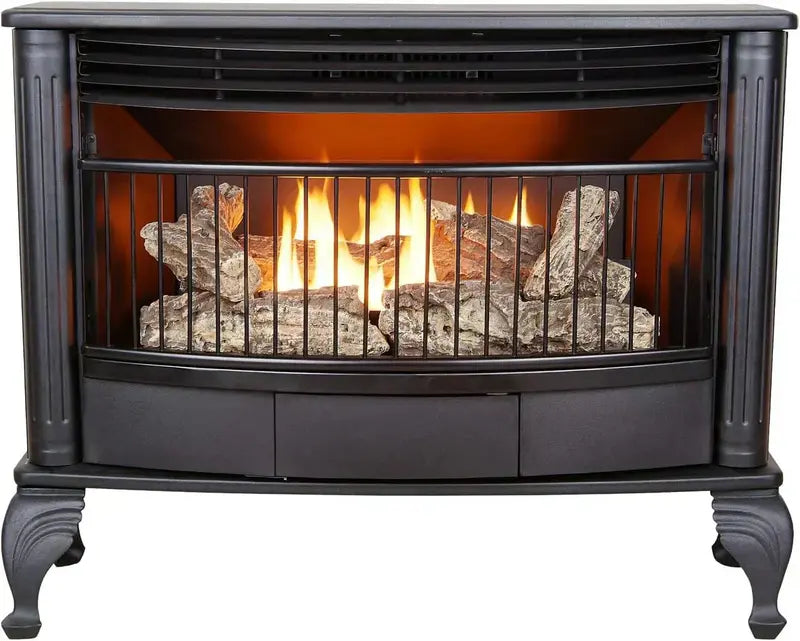 25,000 BTU Vent-Free Freestanding Fireplace ¨C Dual-Fuel, Space-Saving Design with Thermostat