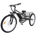 26″ Adult Electric Tricycle ¨C 3-Wheel Fat-Tire E-Trike with Basket, 7-Speed Gearing &amp; 350W Motor