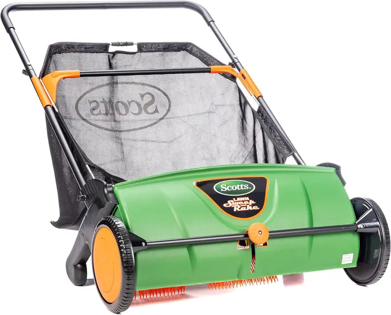 26-Inch Push Lawn Sweeper with 3.6-Gallon Dust Collection Bag ¨C Manual Sweeping Tool for Driveways and Yards