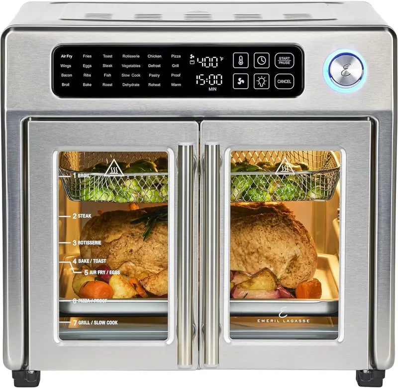 26-Quart Stainless Steel Air Fryer Toaster Oven Combo ¨C 25 Preset Functions, Digital Touchscreen &amp; 7 Accessories