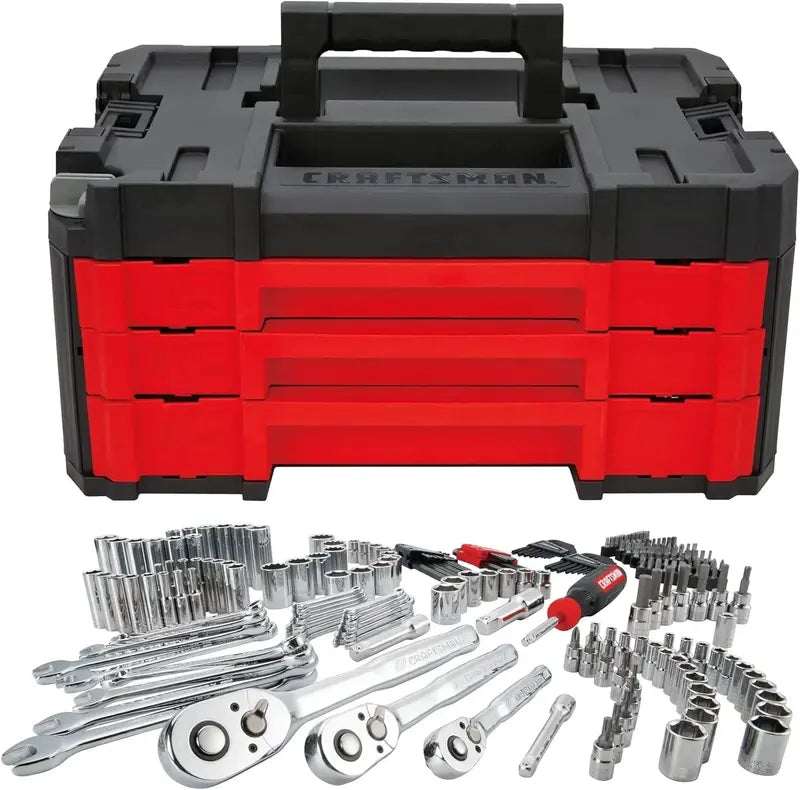 262-Piece Master Mechanic Tool Set ¨C SAE/Metric Socket Kit with 3-Drawer VERSASTACK Toolbox